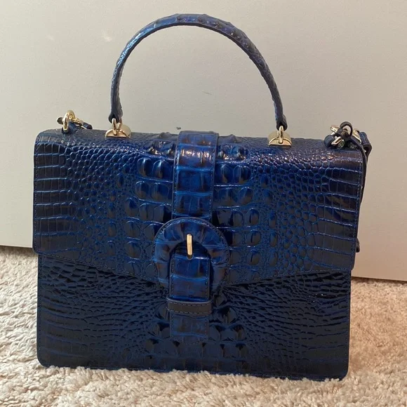 💙HEAD TURNER💙‼️‼️‼️price is firm‼️‼️‼️Brahmin Gabriella blue satchel - Picture 4 of 11